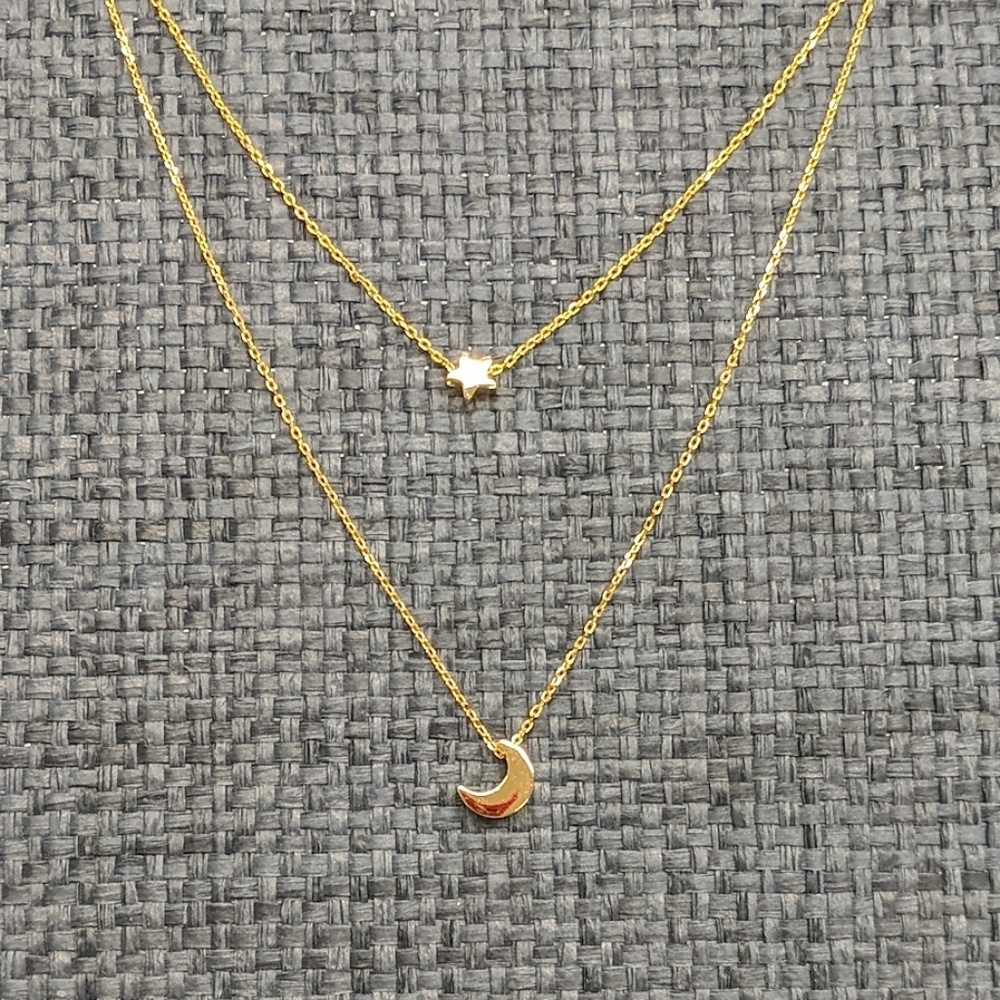Sun and moon double necklace